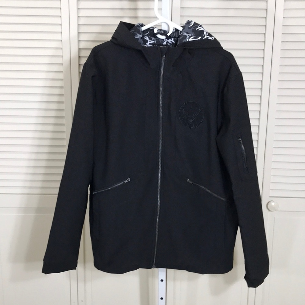 Jagermeister Waterproof Microfiber Black Hooded Jacket